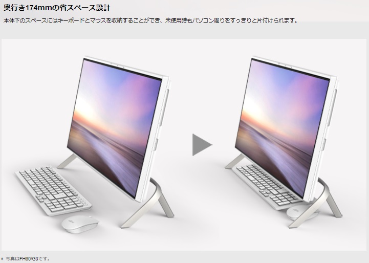 ☆FUJITSU / 富士通 23.8型ワイド４辺狭額縁液晶 デスクトップパソコン